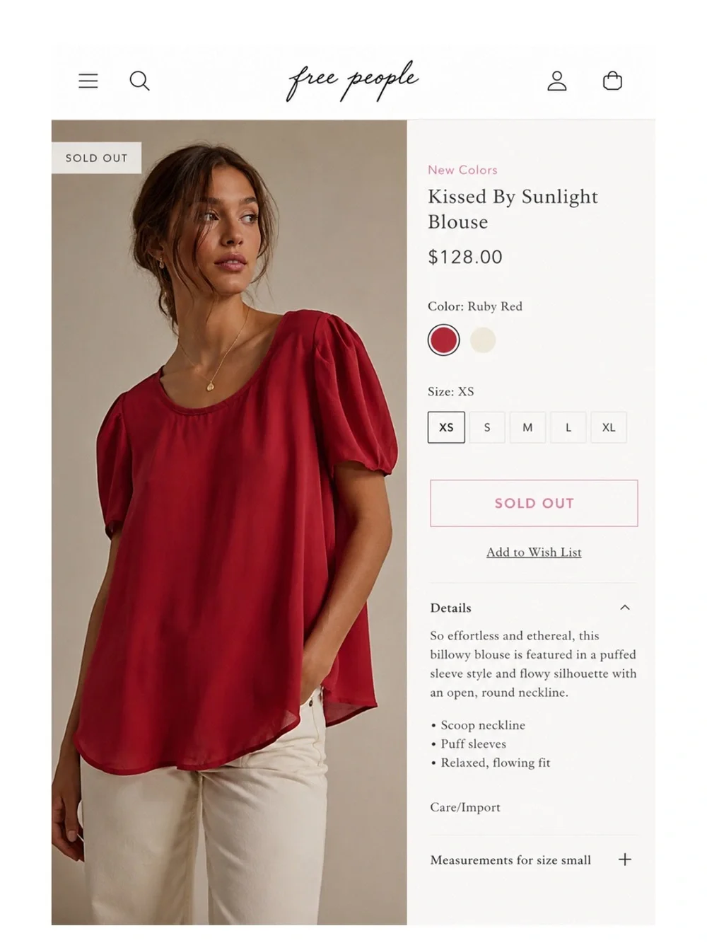 Free People Kissed By Sunlight Blouse - Ruby Red